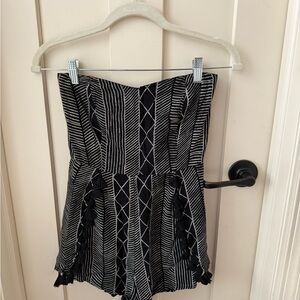 Black and White Strapless Romper